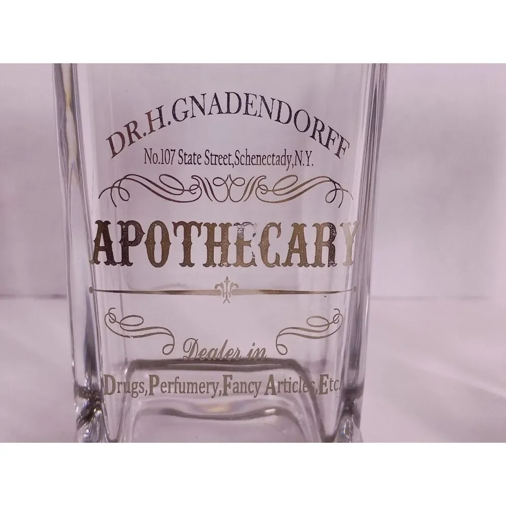 Bella Lux Apothecary Collection Vtg Apothecary Label Vanity Tumbler Brush holder